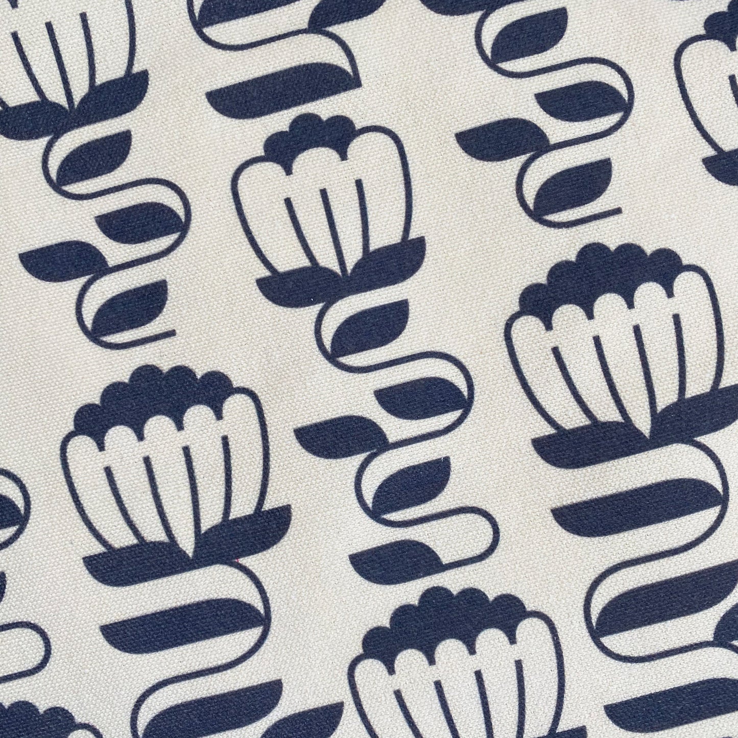 close up of floral pattern on canvas tote