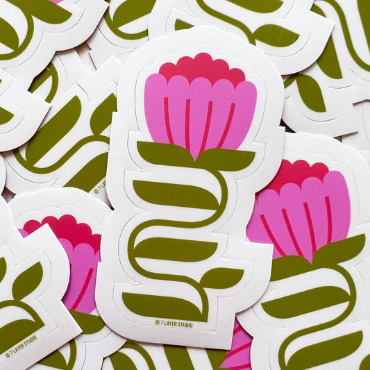 Stack of pink and green floral stickers